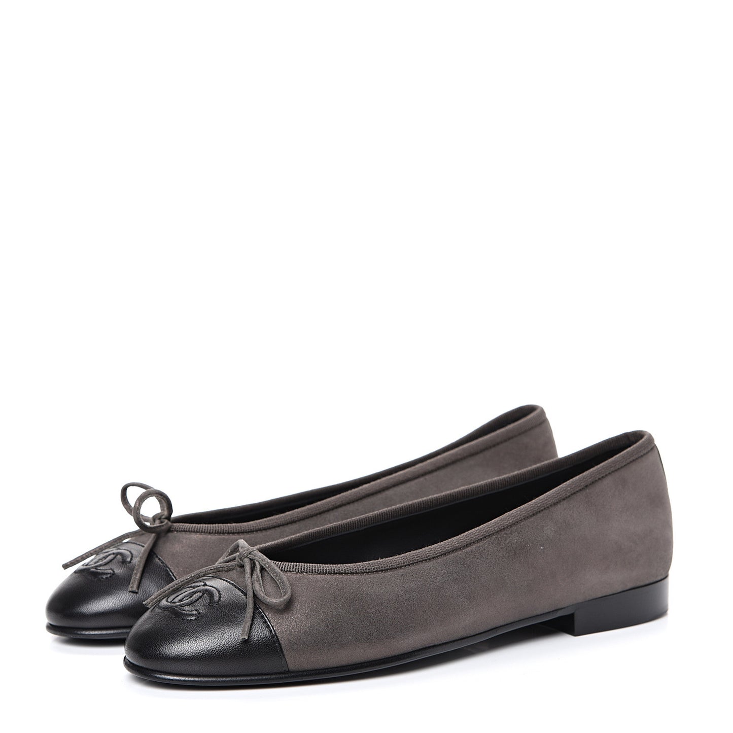 Metallic Lambskin Cap Toe CC Ballerina Flats 37 Brown Black