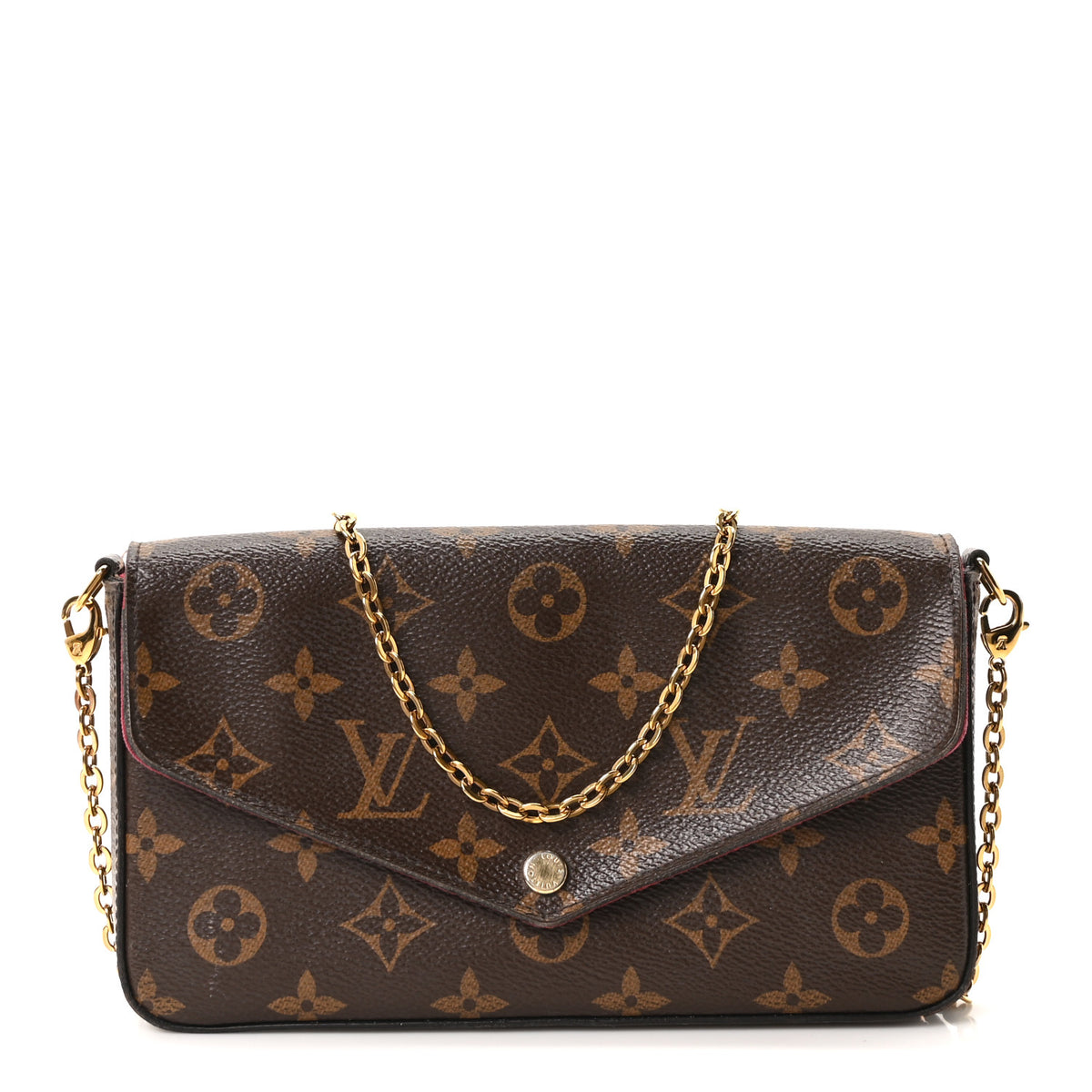 Louis Vuitton Monogram Pochette Felicie Chain Wallet Fuchsia 1 of 10