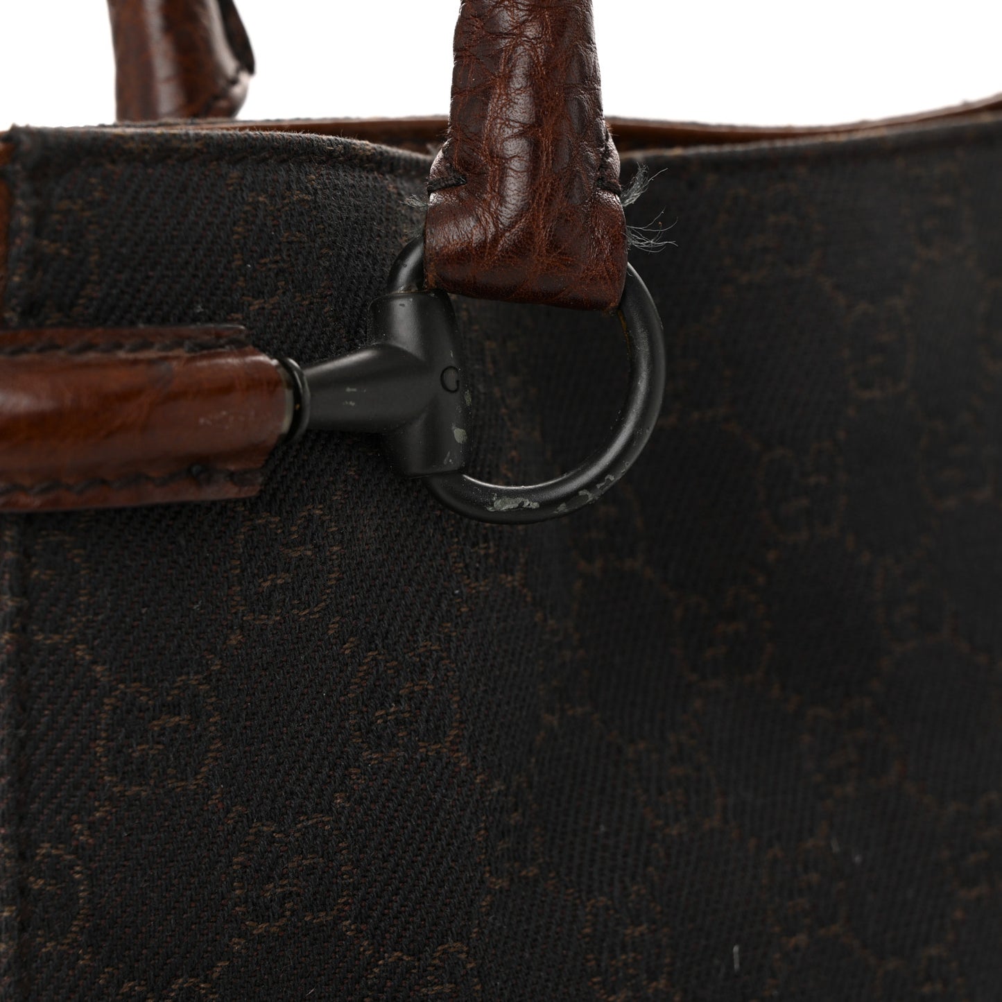 Monogram Denim GG Shoulder Bag Black Brown