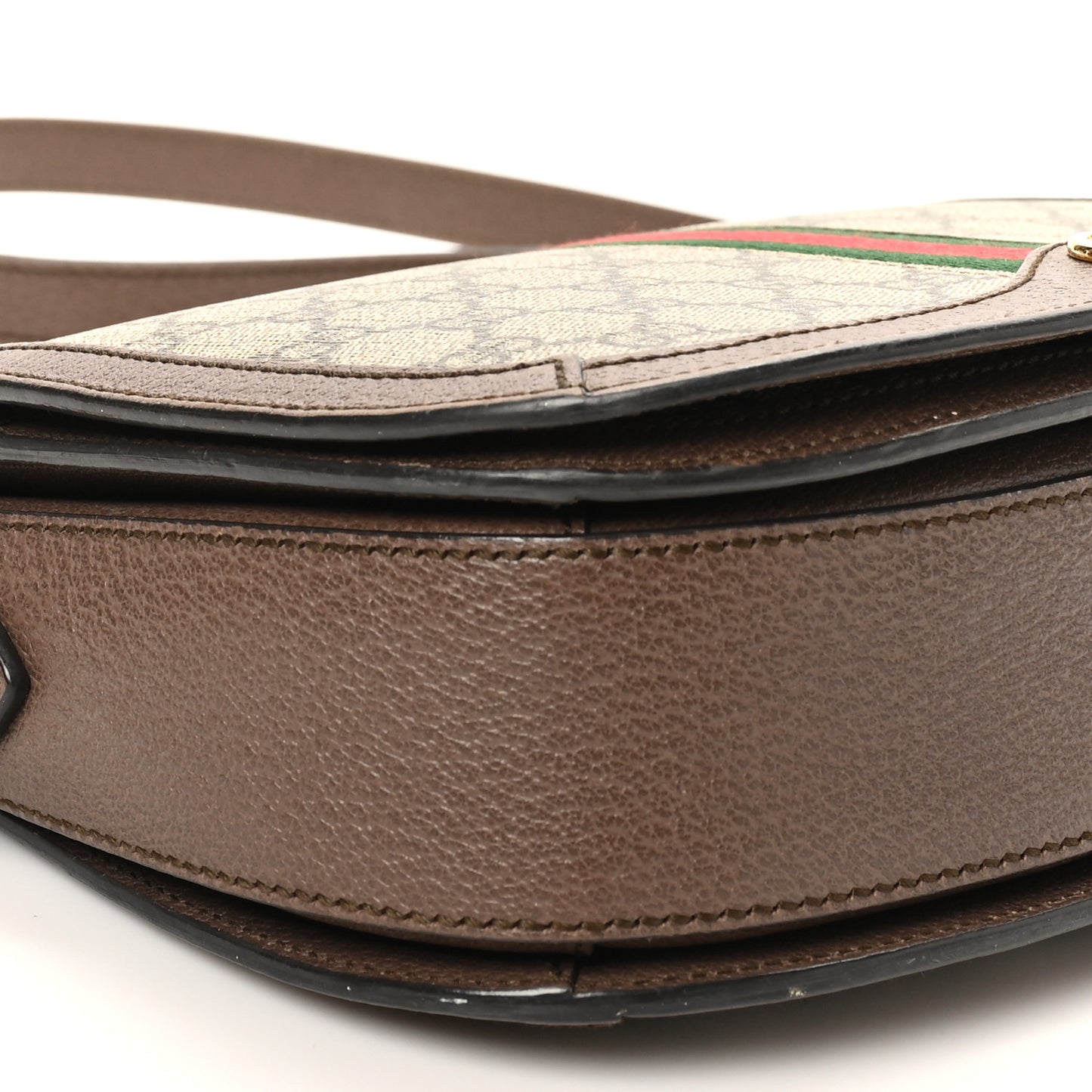 GG Supreme Monogram Web Small Ophidia Flap Messenger Bag Brown