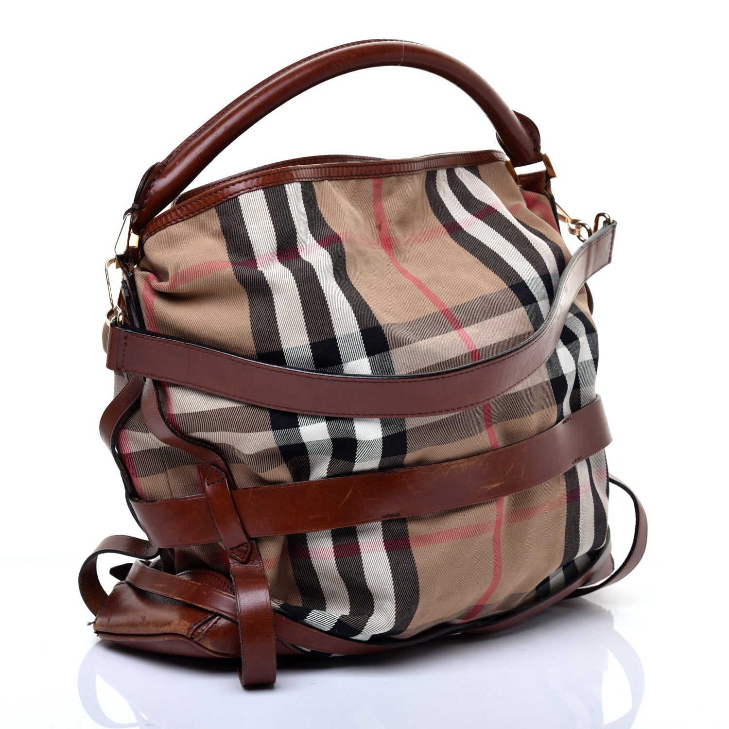 Burberry House Check Bridle Calfskin Medium Gosford Hobo Dark Tan 3 of 11