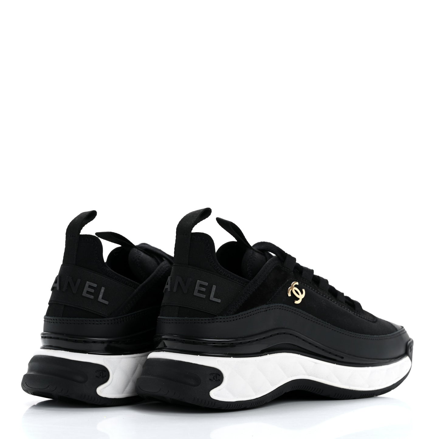 Velvet Calfskin Mixed Fibers CC Sneakers 36 Black