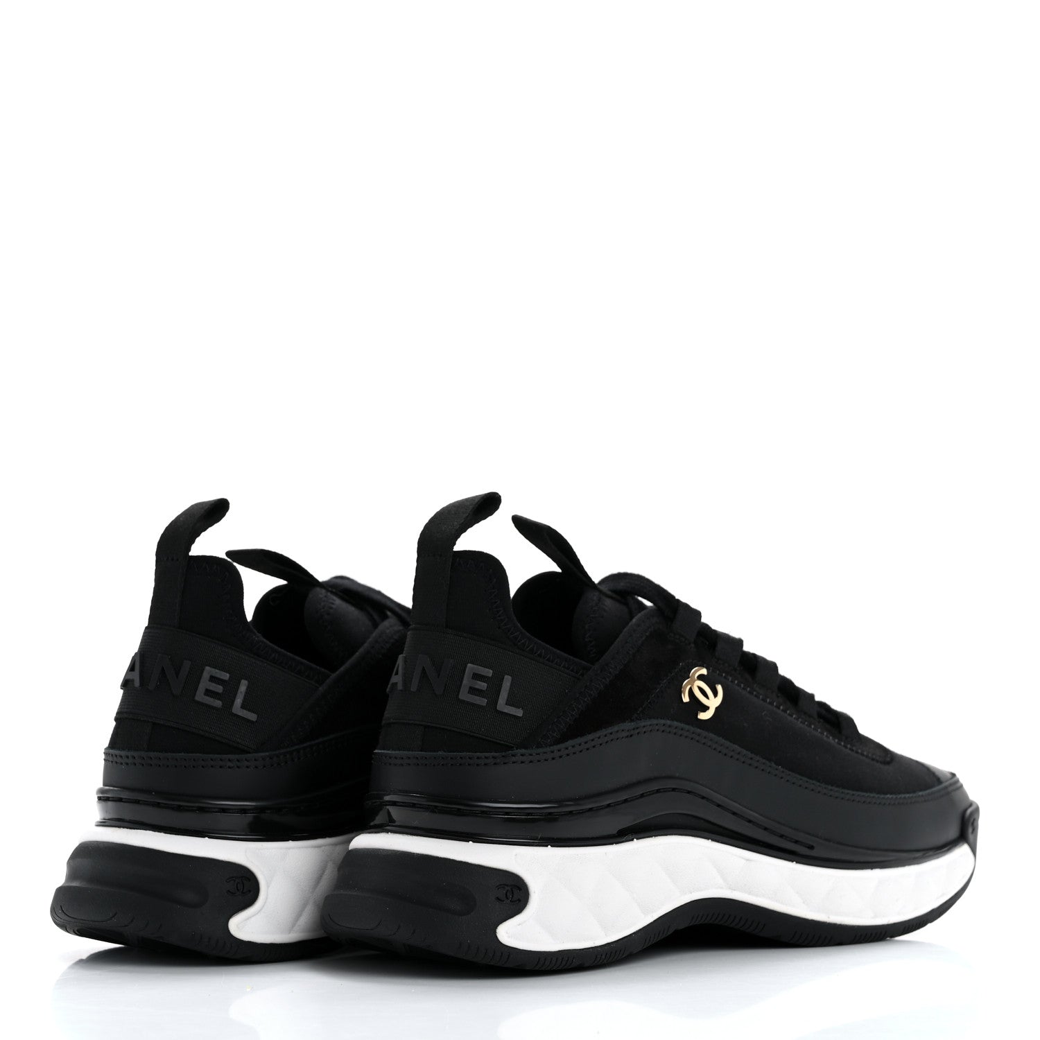 Chanel Velvet Calfskin Mixed Fibers CC Sneakers 36 Black 5 of 9