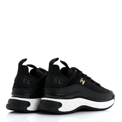Chanel Velvet Calfskin Mixed Fibers CC Sneakers 36 Black 5 of 9