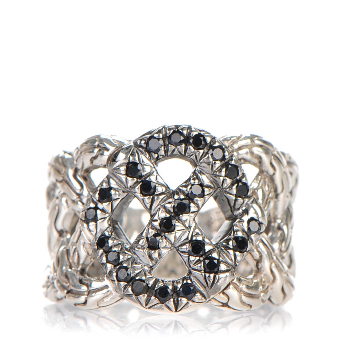 Sterling Silver Black Diamond Lava Woven Braided Ring 7