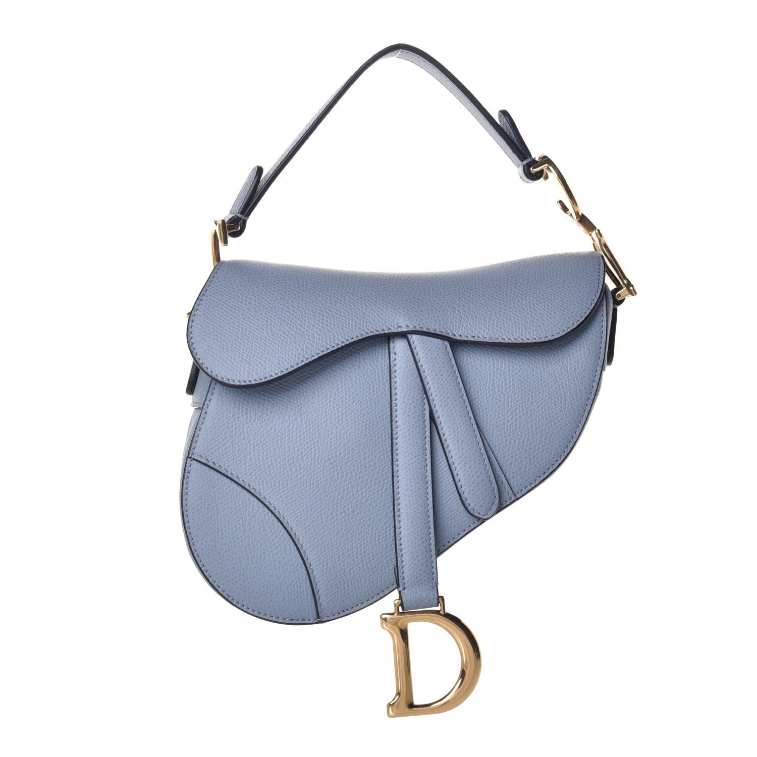 Christian Dior Grained Calfskin Mini Saddle Bag Sky Blue 1 of 9
