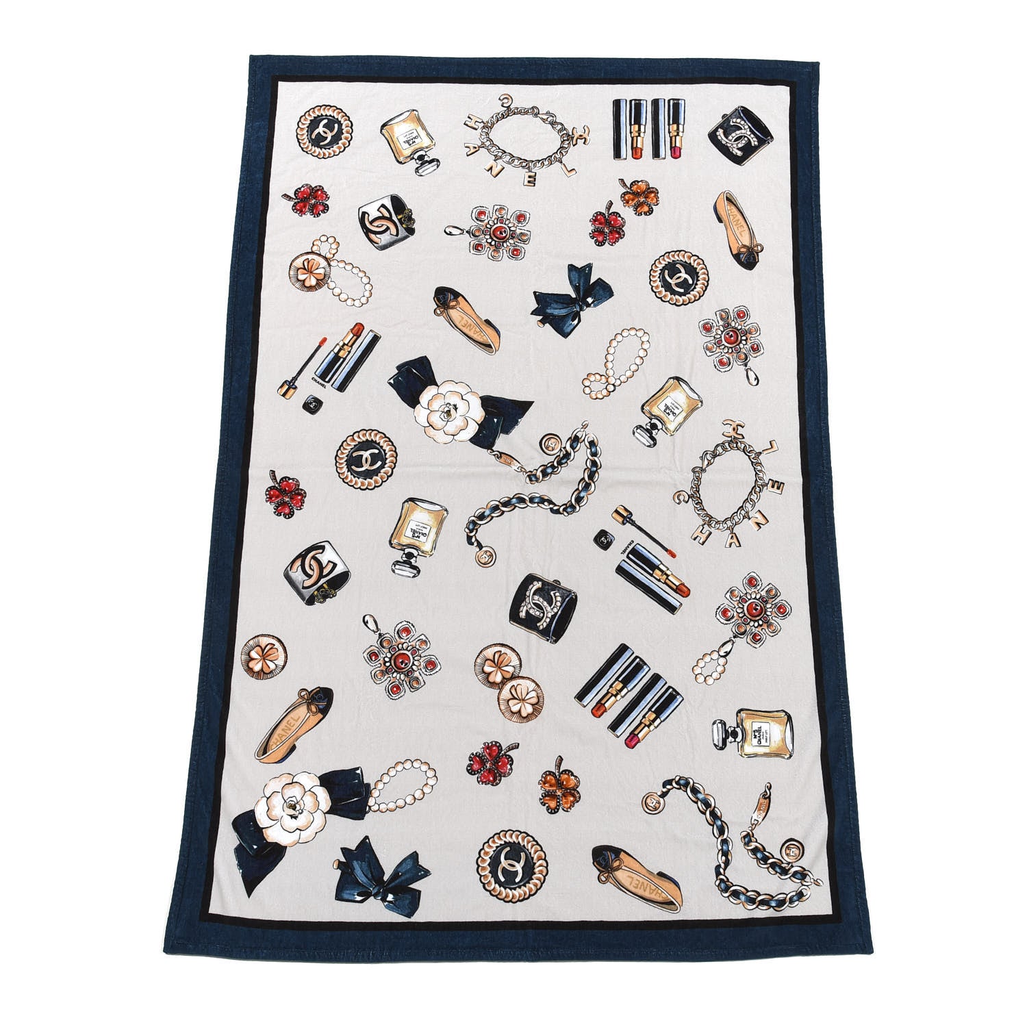 Chanel Terry Cotton Beach Towel Navy 1 of 3