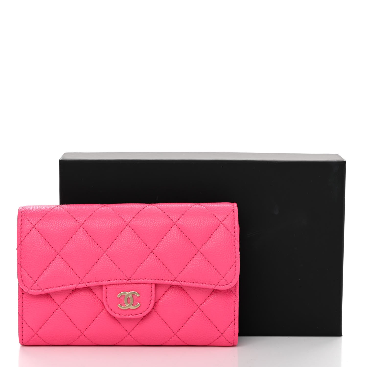 Chanel Caviar Quilted Medium Flap Wallet Fuchsia 10 of 10