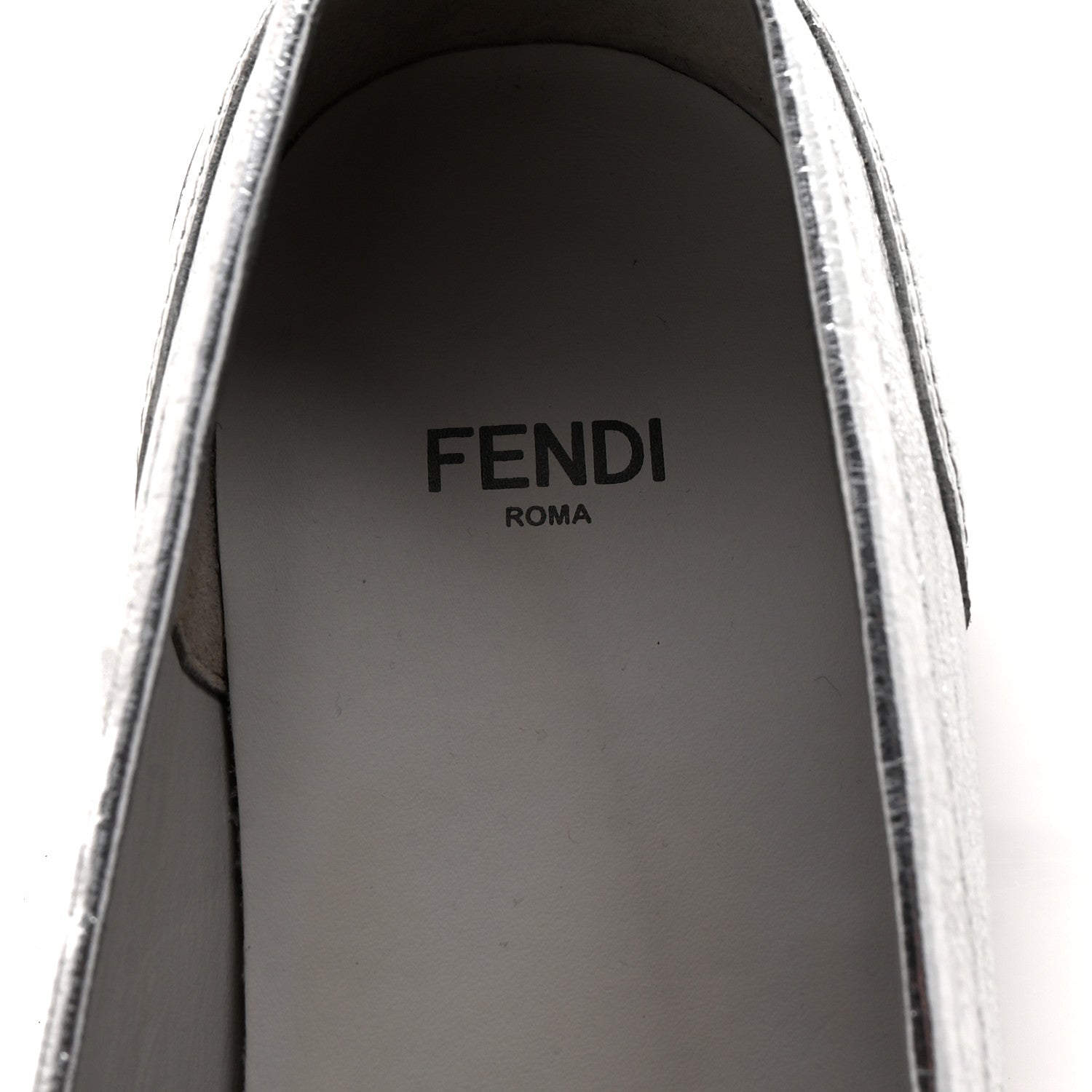 Fendi Metallic Vitello Womens O'Lock Loafers 39 Argento 8 of 8