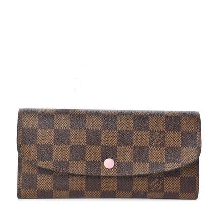 Louis Vuitton Damier Ebene Emilie Wallet Rose Ballerine 1 of 7