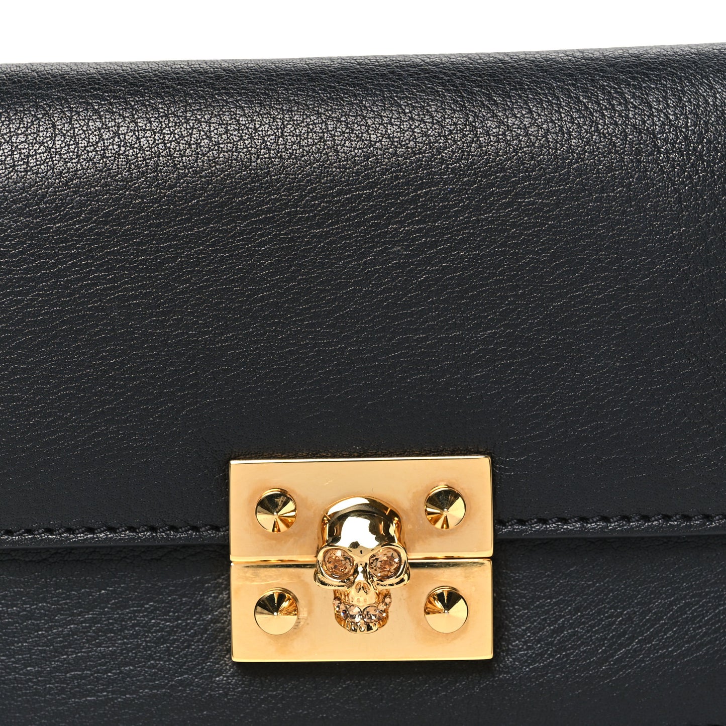 Calfskin Skull Mini Clutch Black