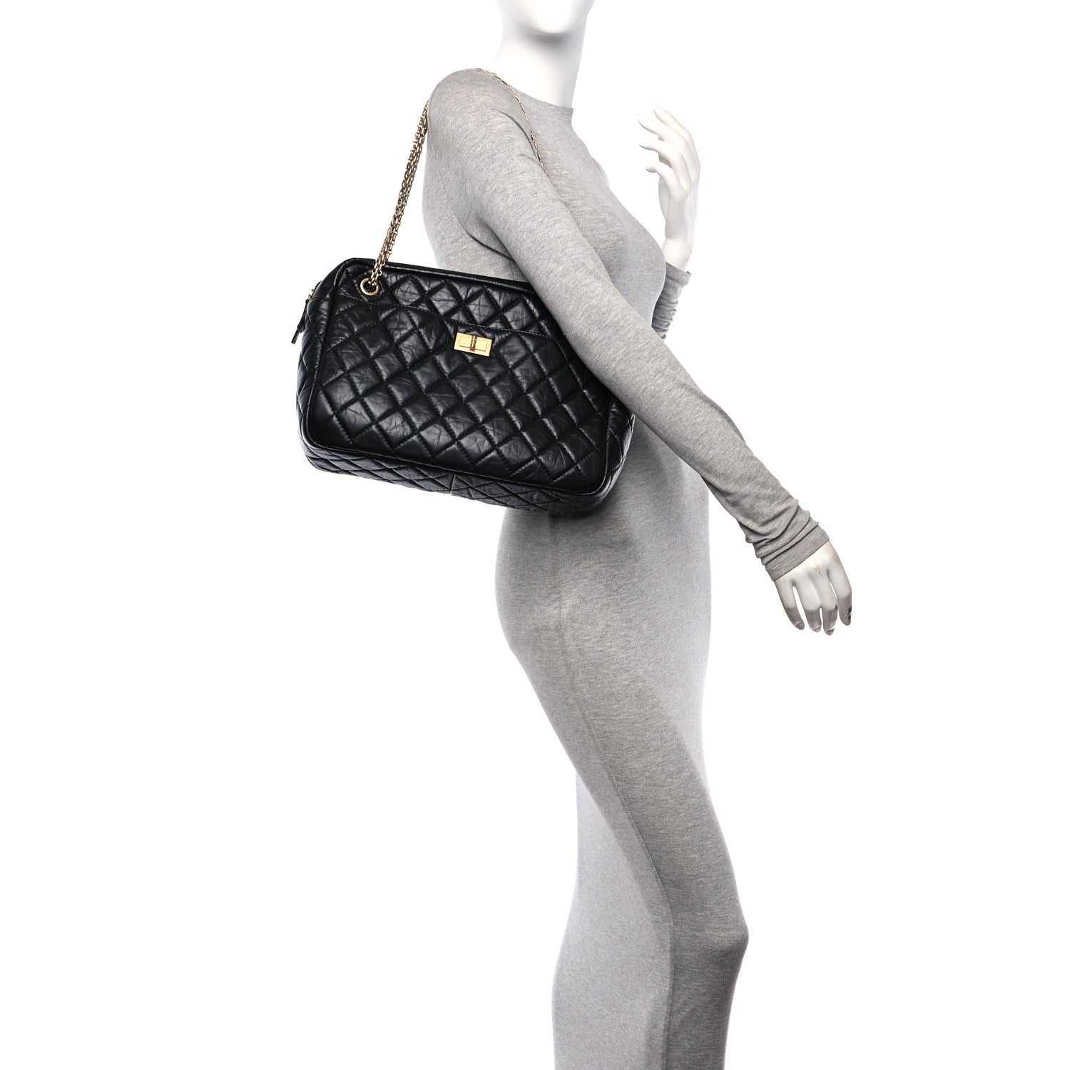 Chanel Aged Calfskin Quilted Large Reissue Camera Case Black 2 of 10