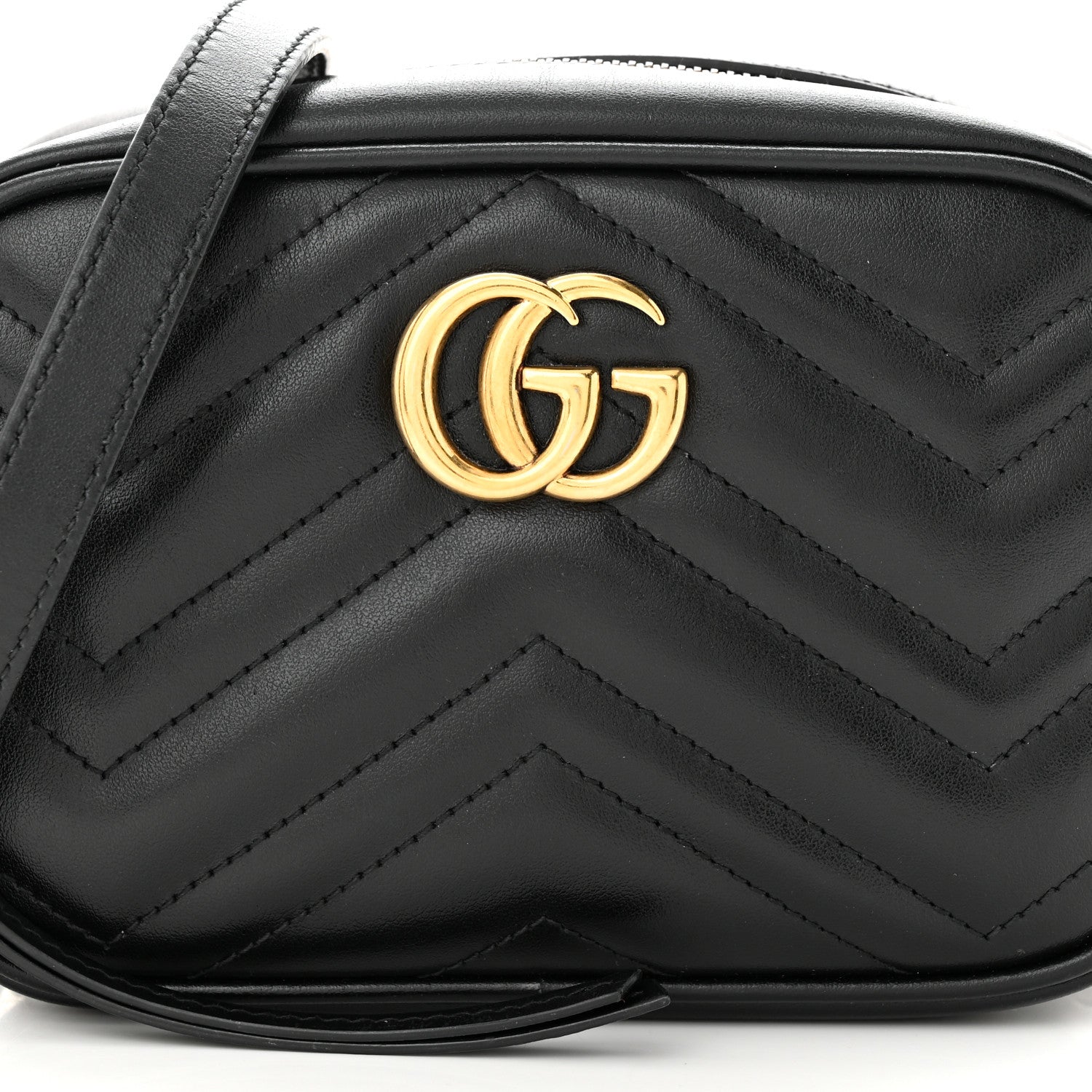 Gucci Calfskin Matelasse Mini GG Marmont Chain Shoulder Bag Black 8 of 11