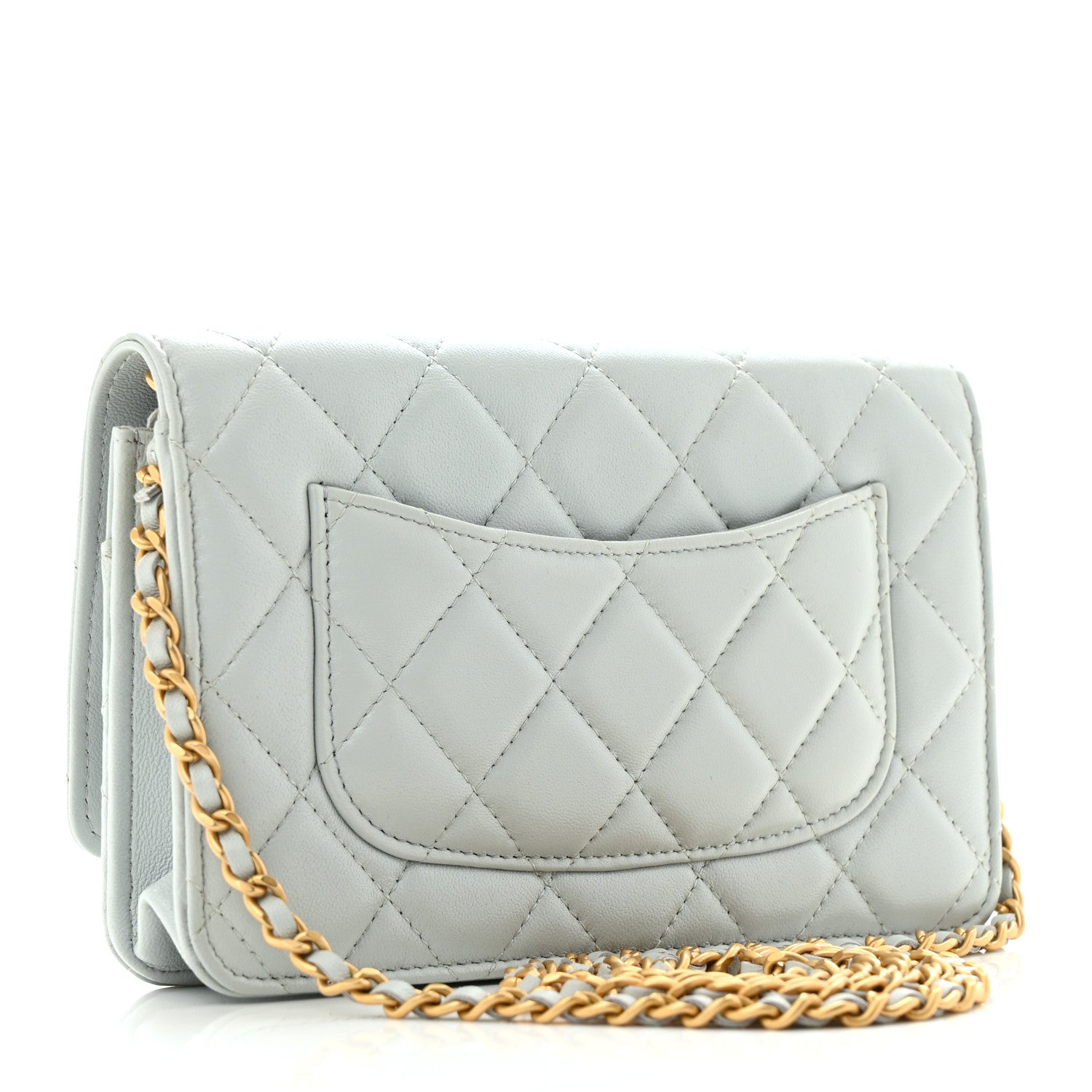Chanel Lambskin Plexiglass Quilted Coco Love Wallet On Chain WOC Light Blue 3 of 11