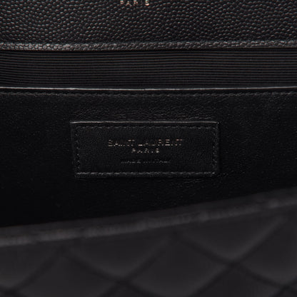 Saint Laurent Grain De Poudre Textured Mixed Matelasse Triquilt Medium Monogram Satchel Black 8 of 10