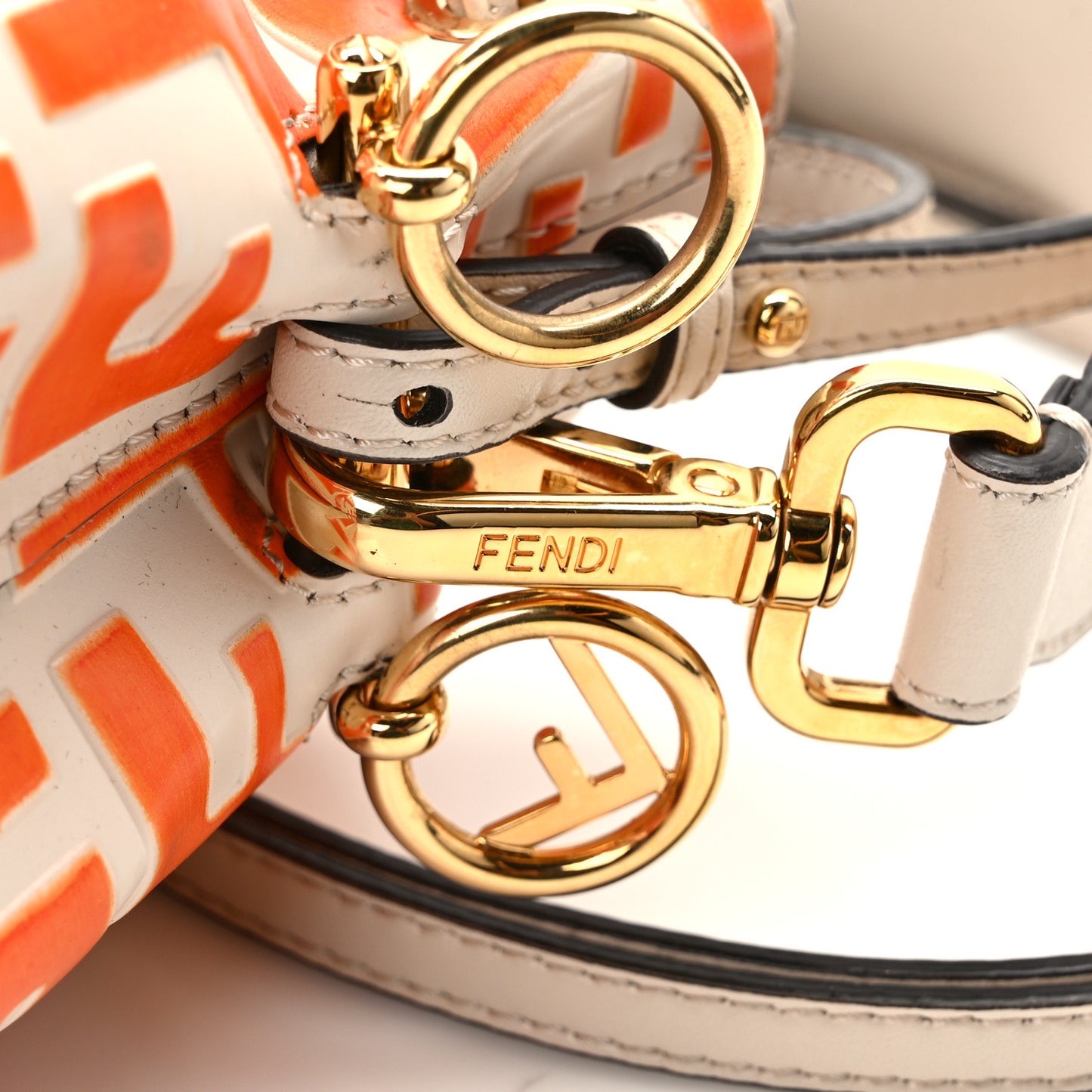 Vitello Liberty F is Fendi Bi-Color FF 1974 Embossed Mini Mon Tresor Bucket Bag Camelia Aranciata