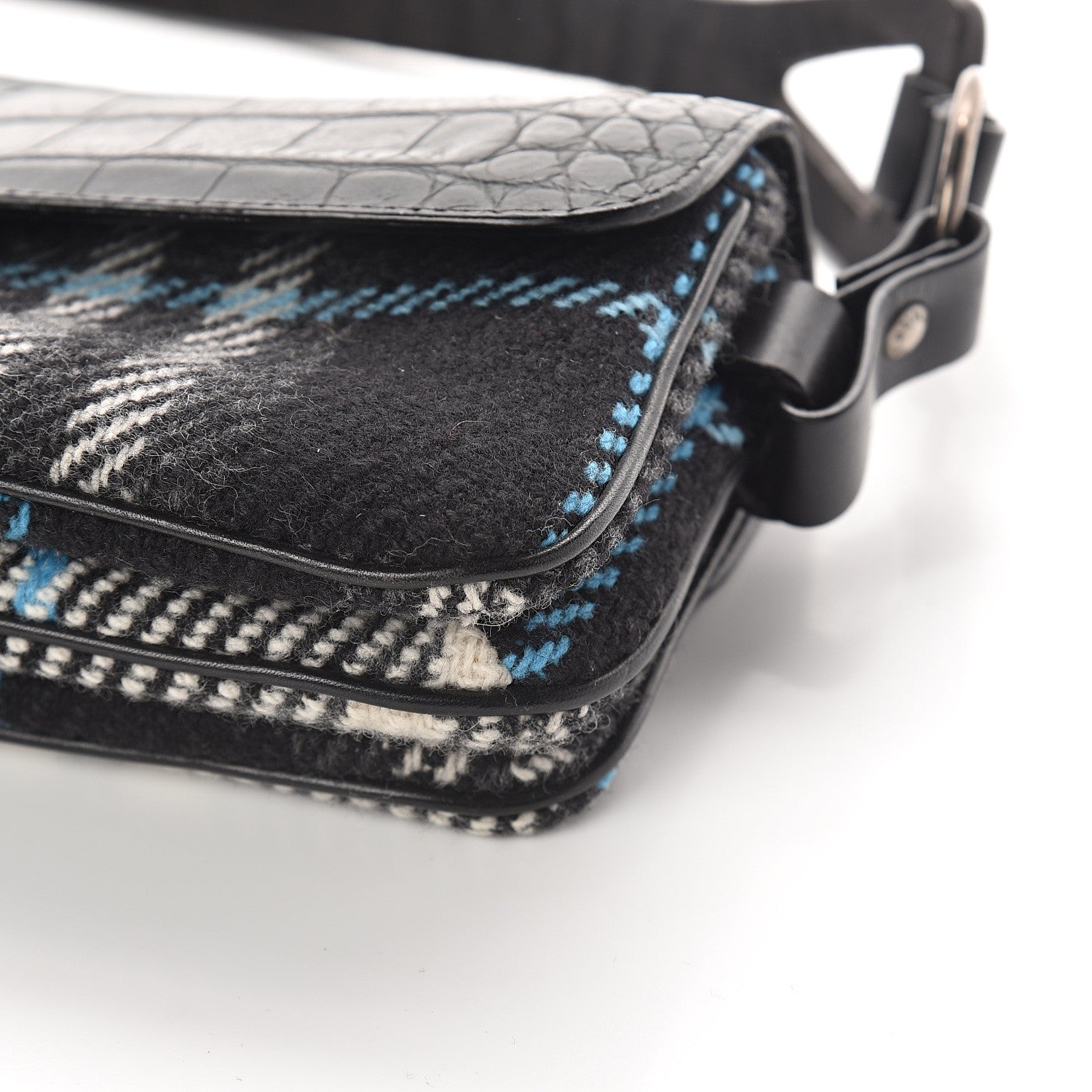 Burberry Alligator Tweed Shoulder Bag Black 7 of 7