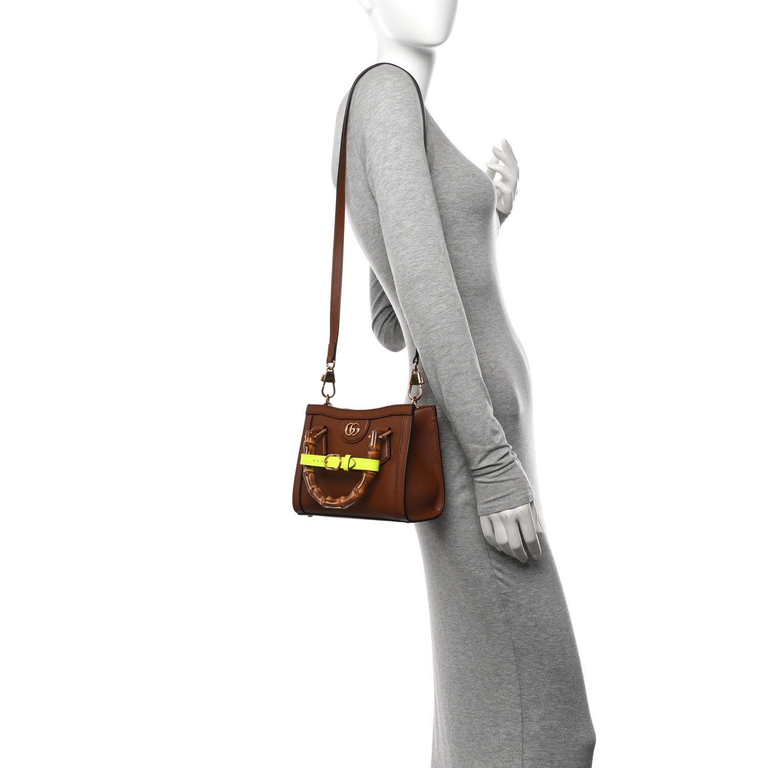 Gucci Wonka Grain Calfskin Mini Diana Tote Bag Cuir Yellow Fluo 2 of 10