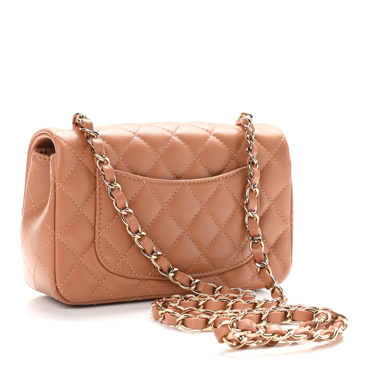 Lambskin Quilted Mini Rectangular Flap Brown