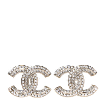 Chanel Crystal Pearl Chain Mania CC Earrings Gold 1 of 5