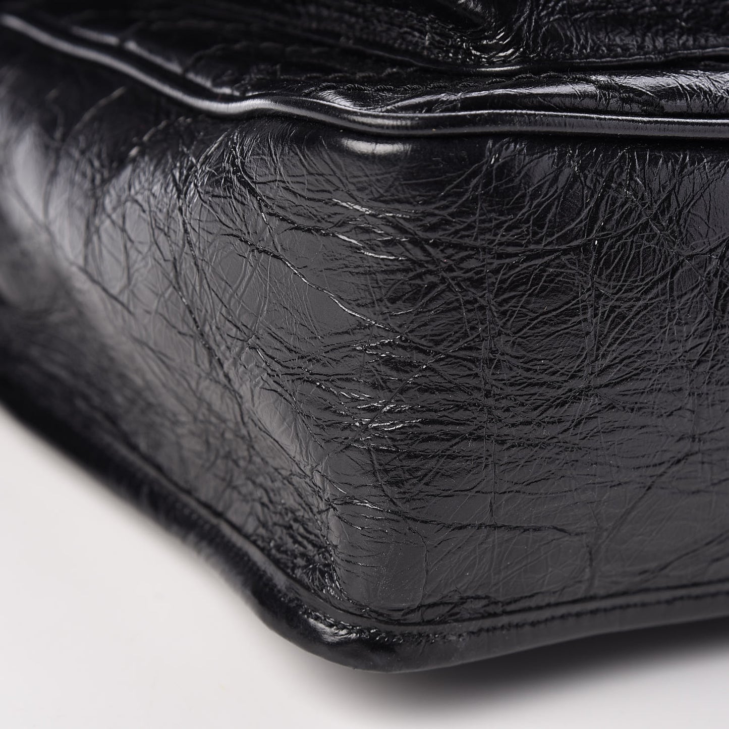 Crinkled Calfskin Matelasse Monogram Medium Niki Chain Satchel Black