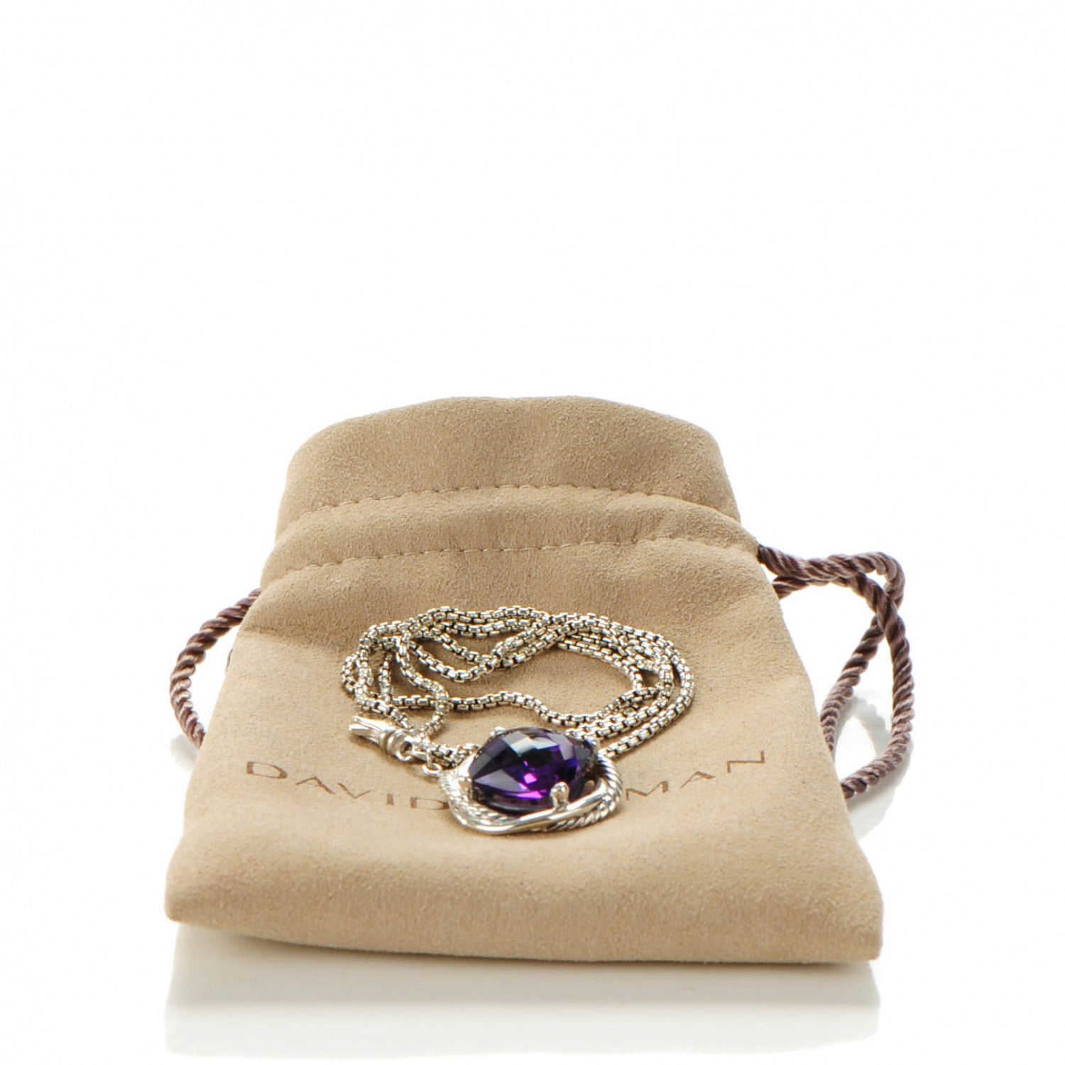 David Yurman Sterling Silver Amethyst 14mm Infinity Pendant Necklace 5 of 5