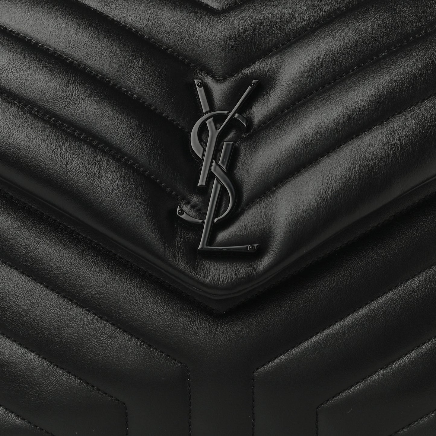 Calfskin Y Quilted Monogram Medium Loulou Chain Satchel Black