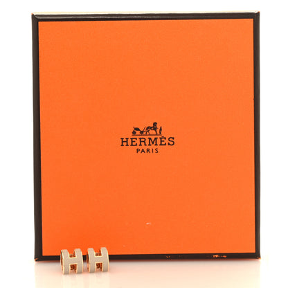 Hermes Rose Gold Lacquered Mini Pop H Earrings Marron Glace 6 of 6