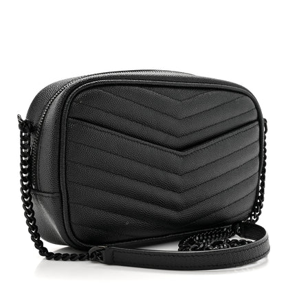 Saint Laurent Grain De Poudre Matelasse Monochrome Monogram Mini Lou Camera Bag Black 3 of 11