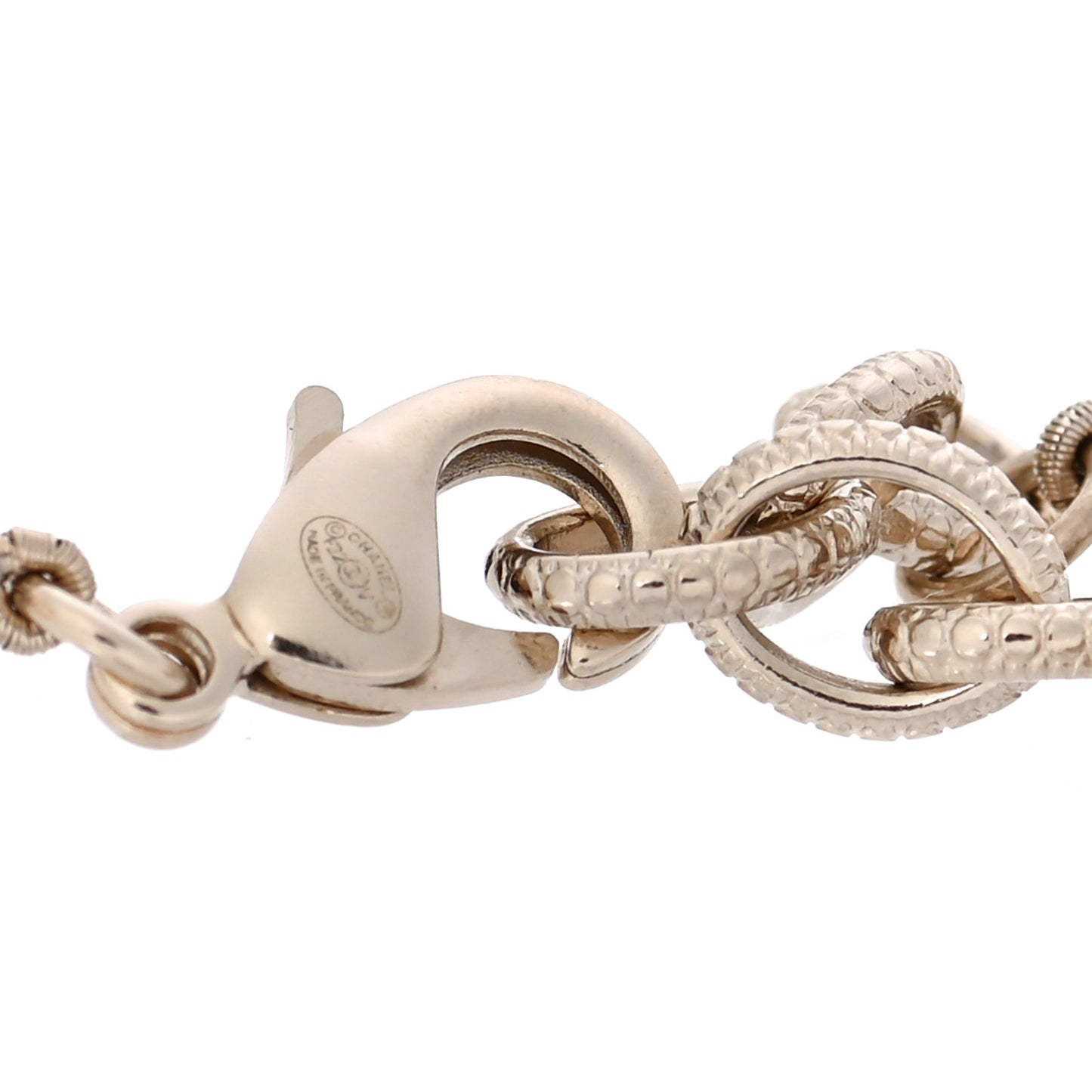 Graduated Pearl Crystal CC Bracelet Gold