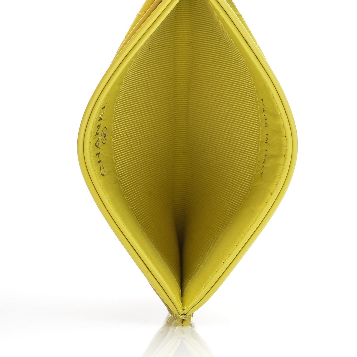 Chanel Patent Quilted Card Holder Yellow 5 of 8