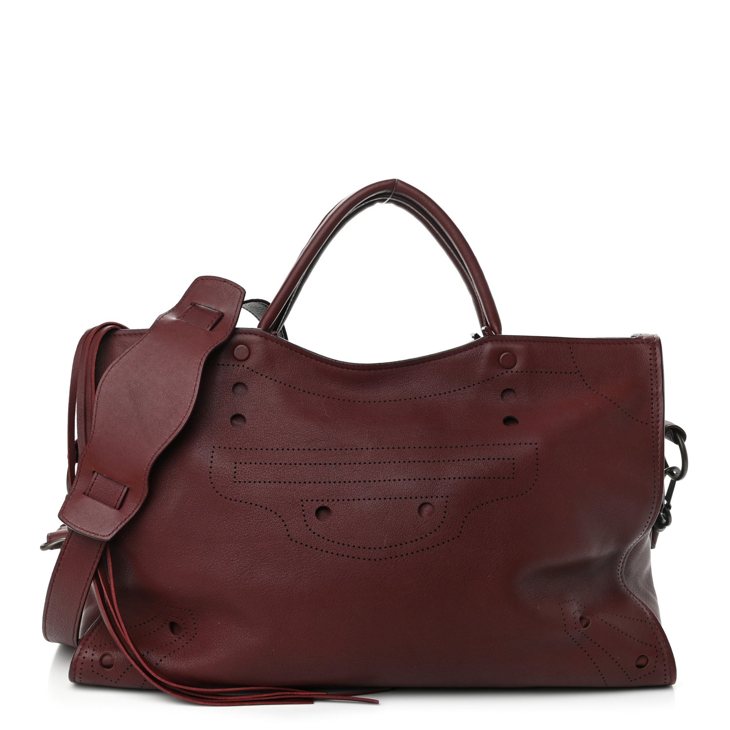 Veau Soyeux Perforated Blackout Hardware City Rouge Bordeaux