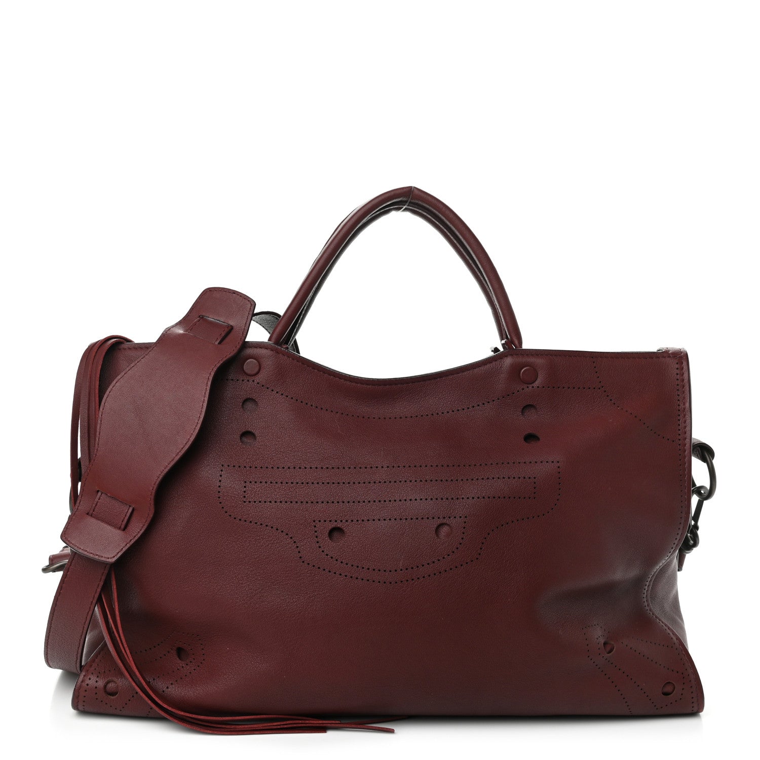 Balenciaga Veau Soyeux Perforated Blackout Hardware City Rouge Bordeaux 3 of 13