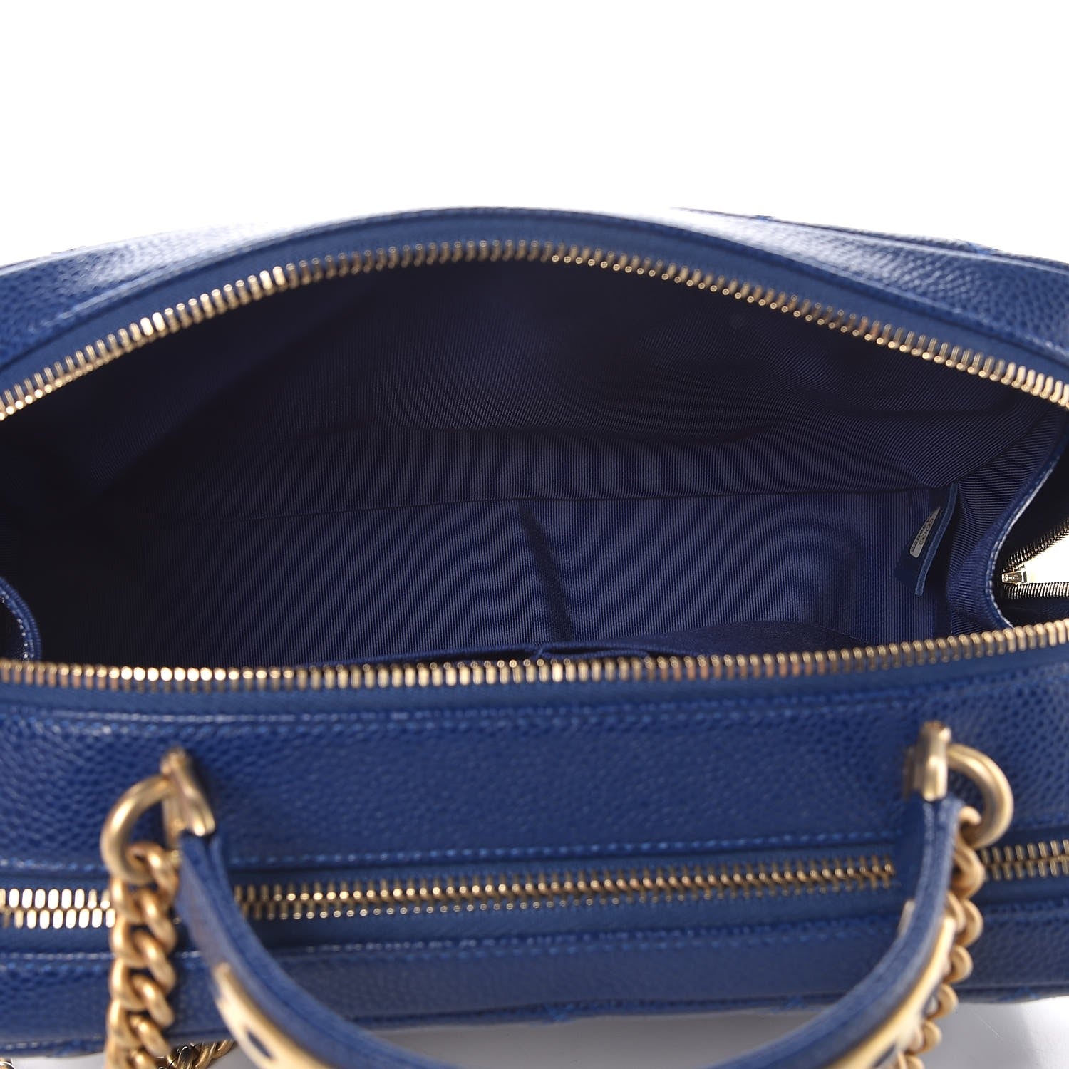 Chanel Caviar Quilted Small Carry Around Bowling Bag Blue 6 of 8