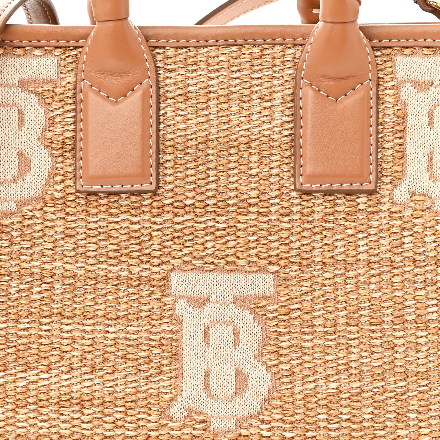 Raffia Calfskin Mini Freya Tote Natural