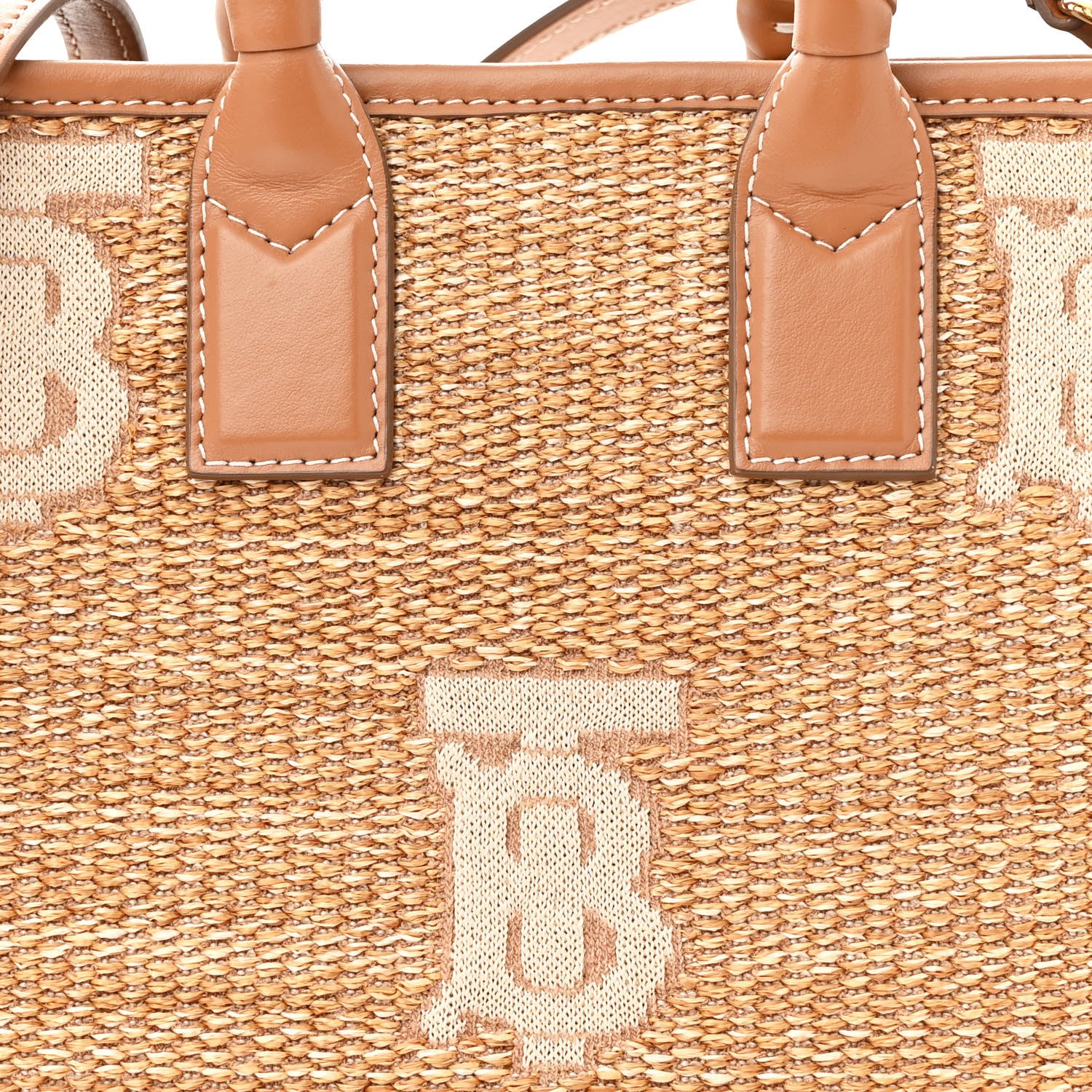 Burberry Raffia Calfskin Mini Freya Tote Natural 8 of 11