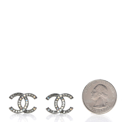 Chanel Crystal Baguette CC Earrings Ruthenium 2 of 4