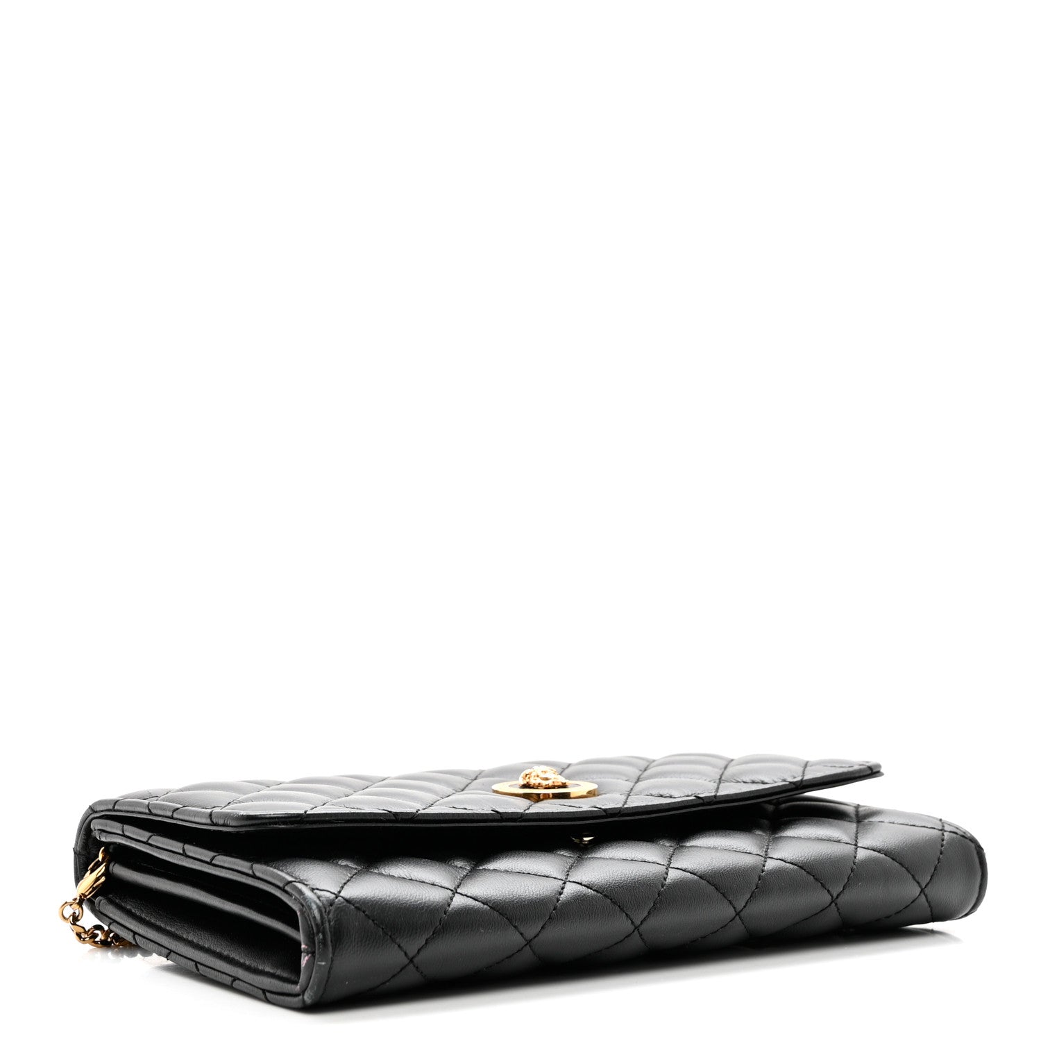 Versace Lambskin Quilted Medusa Wallet On Chain Crossbody Black 5 of 8