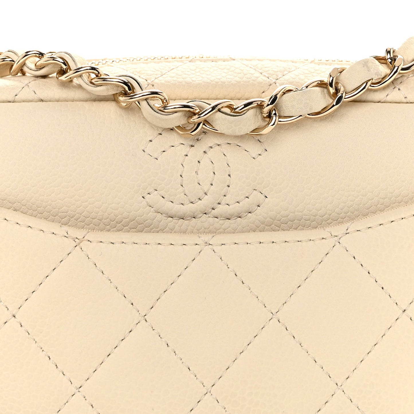 Caviar Quilted Mini Coco Tassel Camera Case White