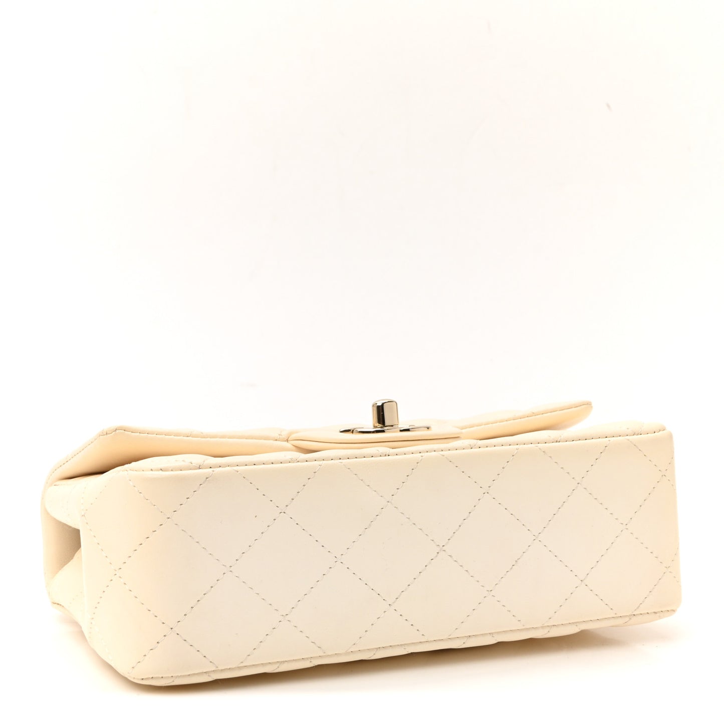 Lambskin Quilted Mini Rectangular Flap White