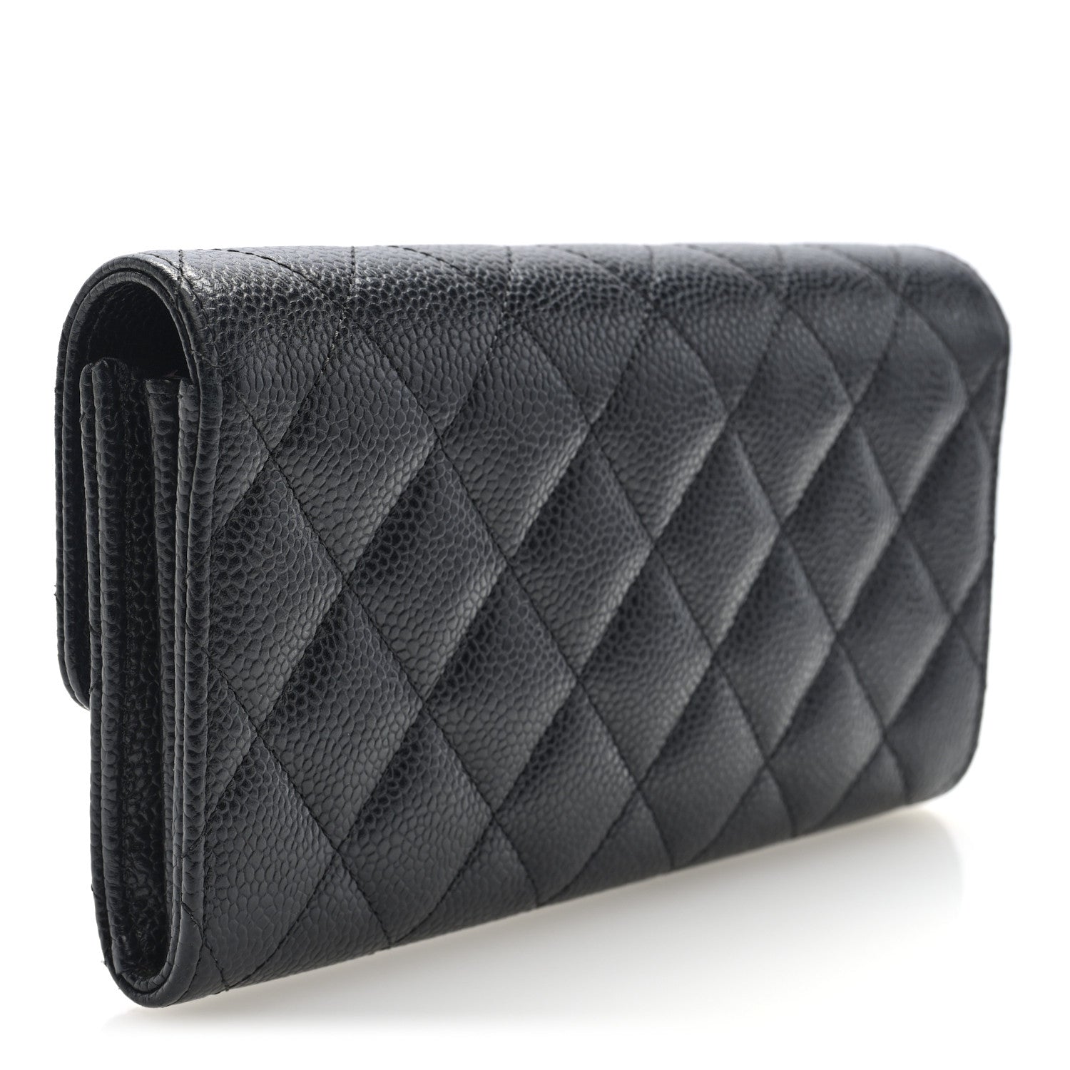Chanel Caviar Quilted Large Gusset Flap Wallet Black 3 of 7