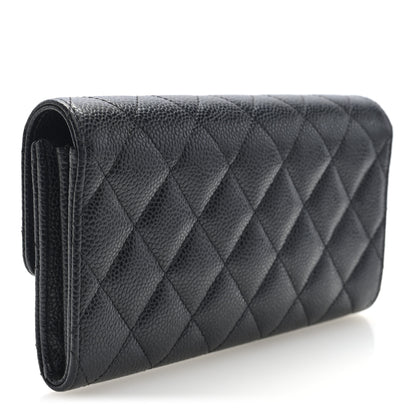 Chanel Caviar Quilted Large Gusset Flap Wallet Black 3 of 7