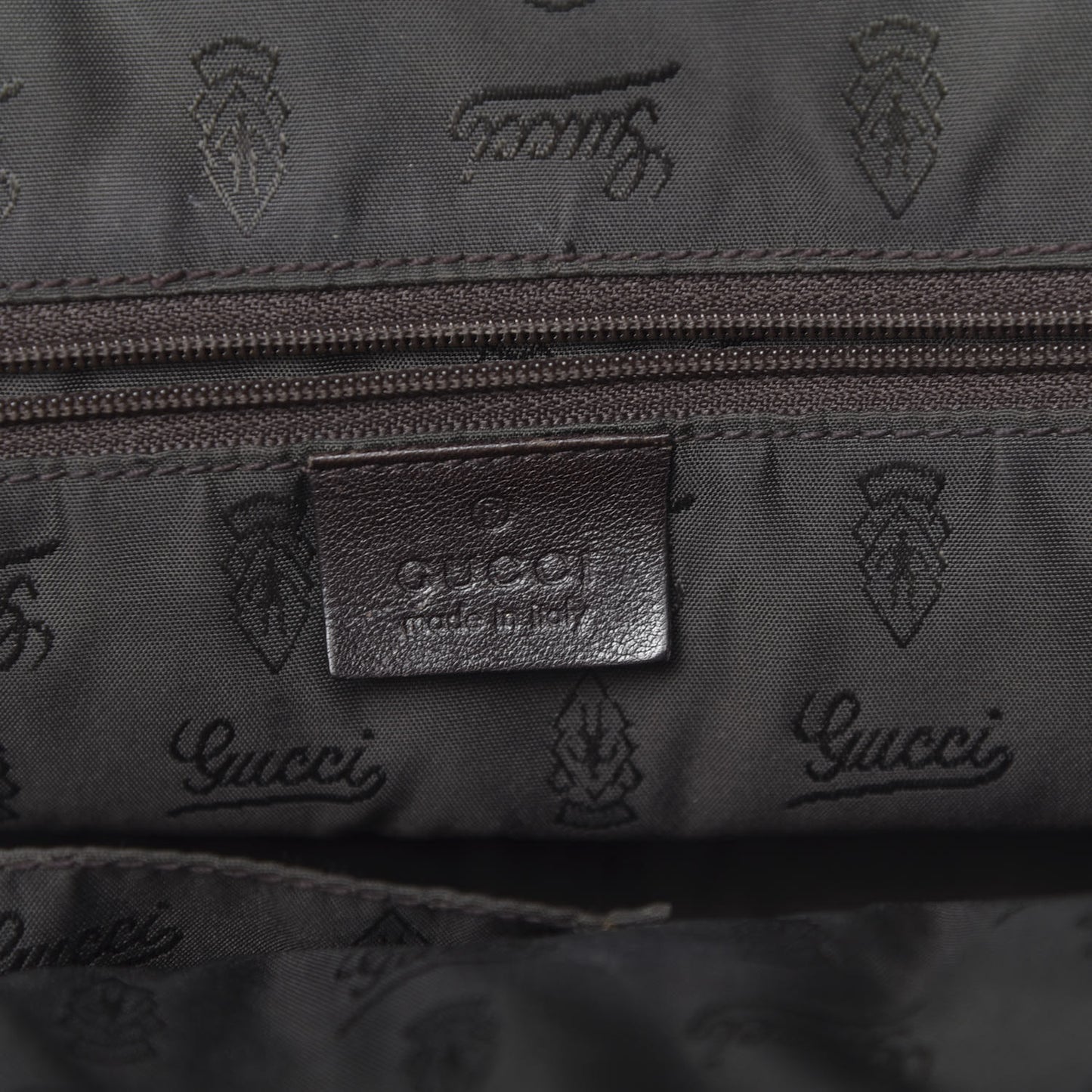 Crystal Monogram Crest Embossed Tote Brown