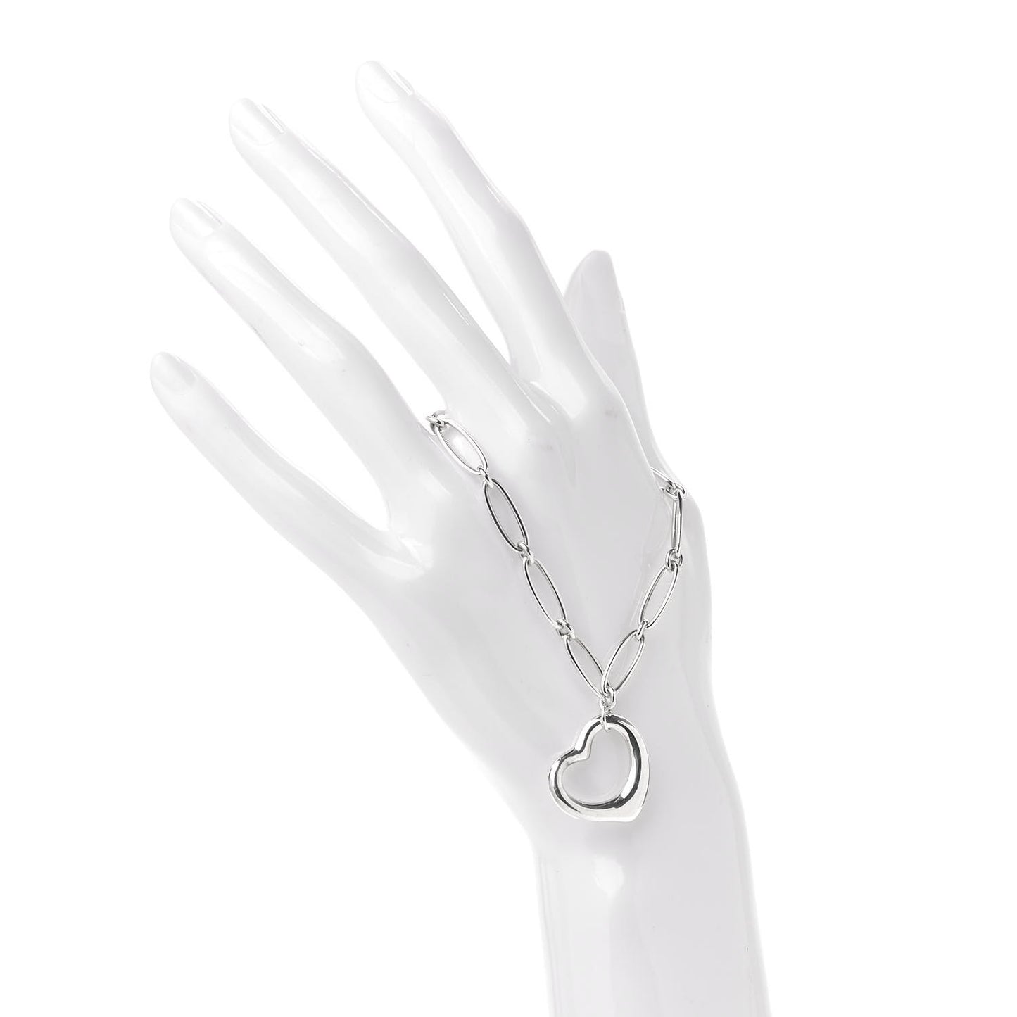 Sterling Silver Elsa Peretti Open Heart Oval Link Charm Bracelet