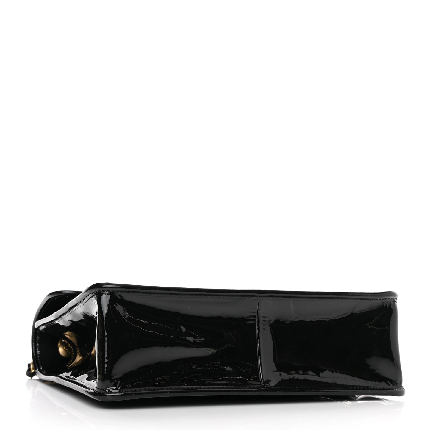 Patent Quilted Graphic Catch Flap Black