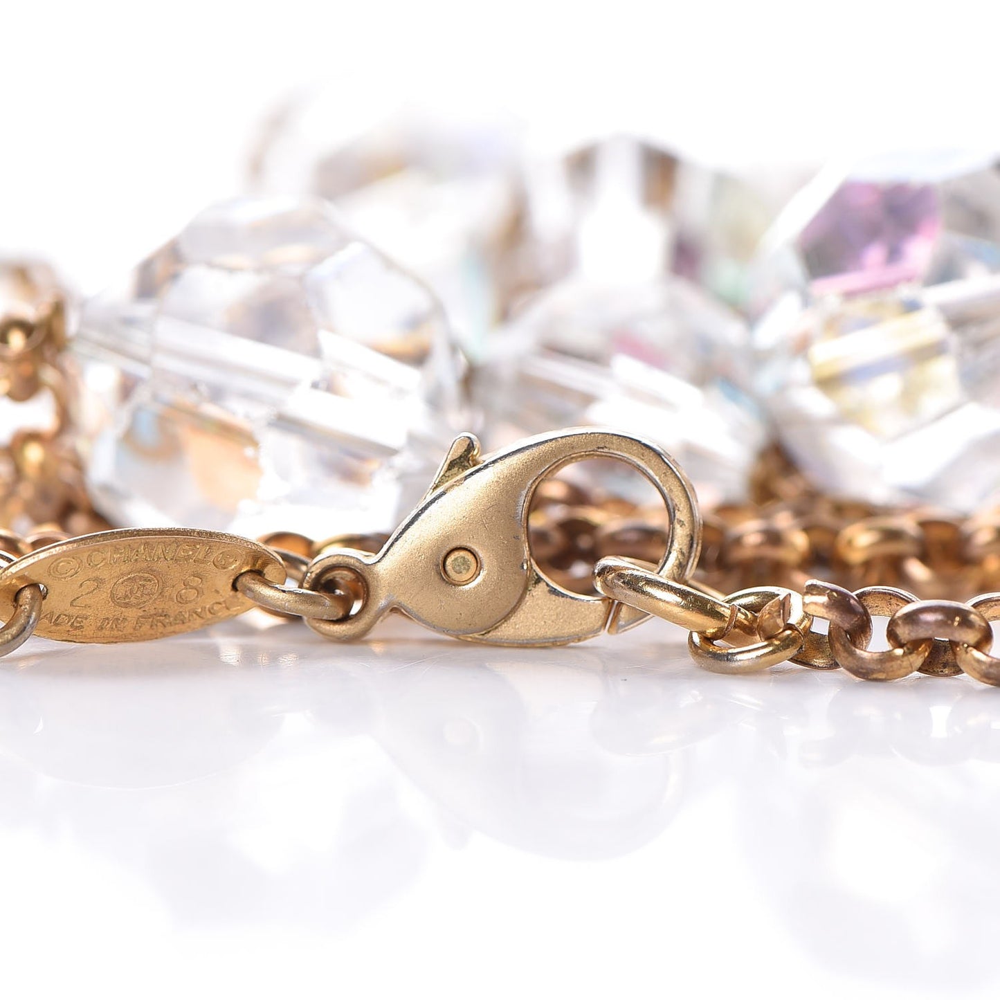 Crystal Bead Long Necklace Gold