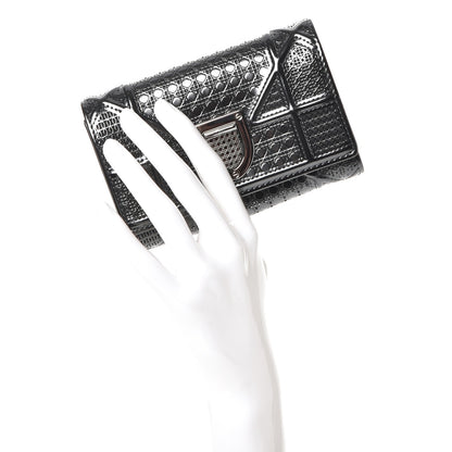 Christian Dior Metallic Patent Micro-Cannage Diorama Elancee Wallet Onyx Black 2 of 11
