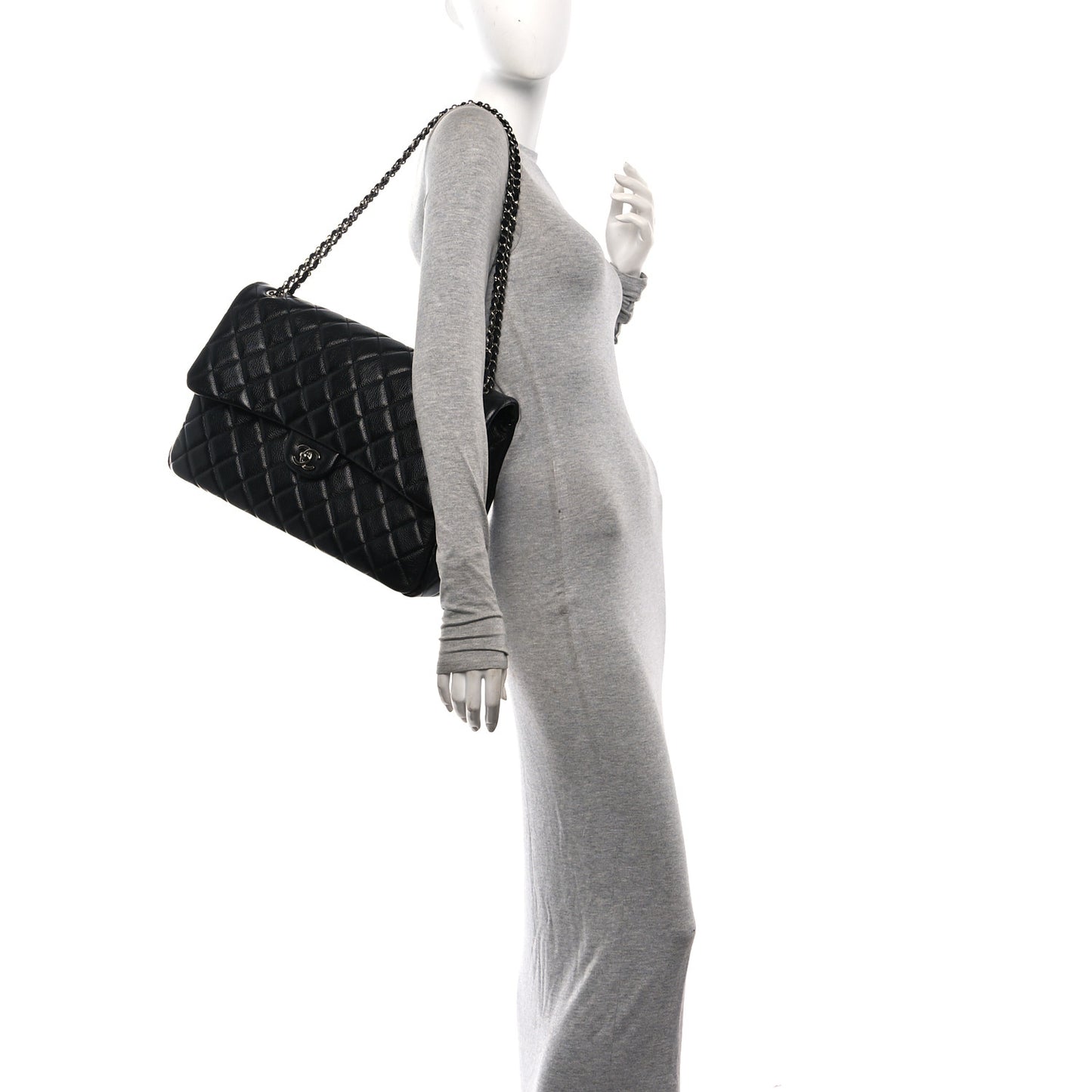 Caviar Quilted Small XXL Travel Flap Bag Black