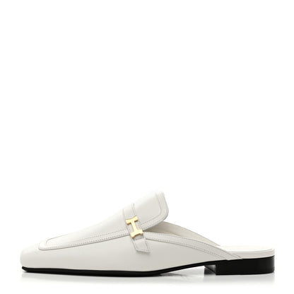 Hermes Calfskin Womens Groupie Mules 37 White 1 of 11