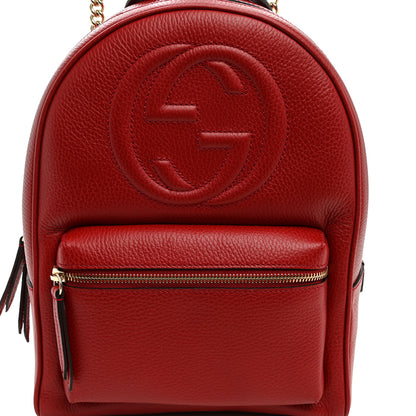 Gucci Pebbled Calfskin Soho Chain Backpack Hibiscus Red 8 of 10